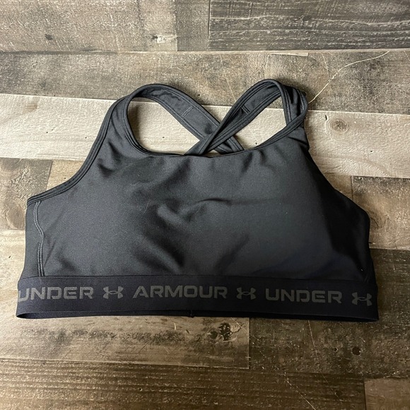 Under Armour Sports Bra Medium Impact Crossback UA Black 1X - Picture 1 of 6